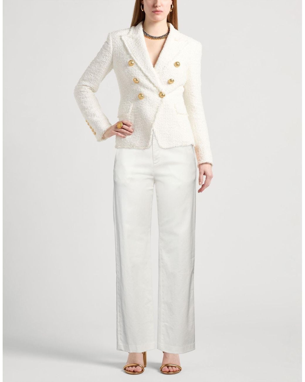 Dondup White High-Rise Straight-Leg Pants