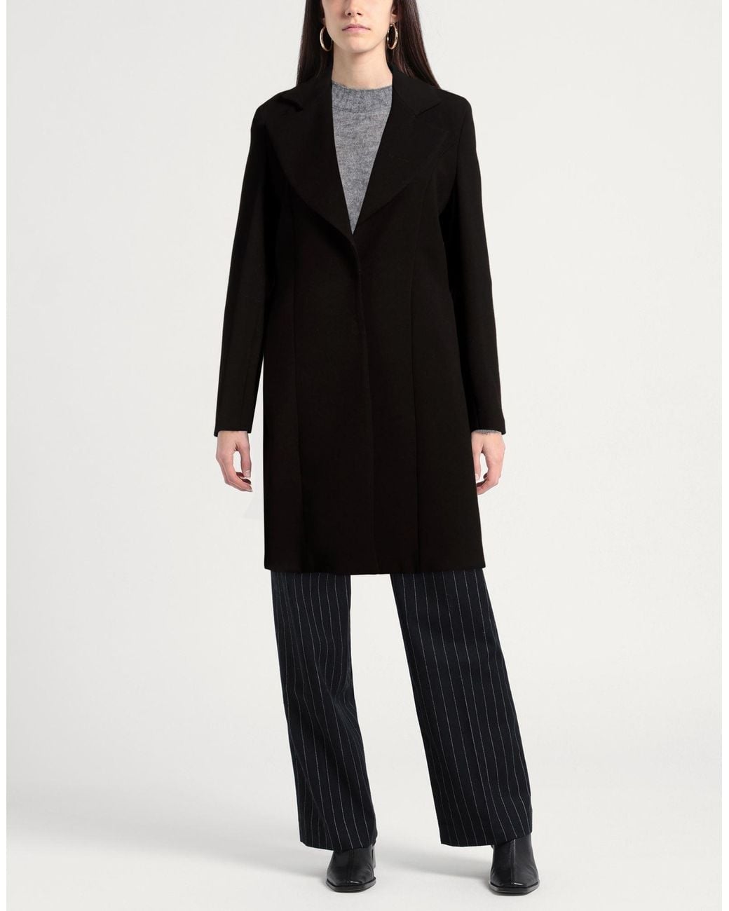 GAUDI Black Coat Polyester, Viscose, Elastane