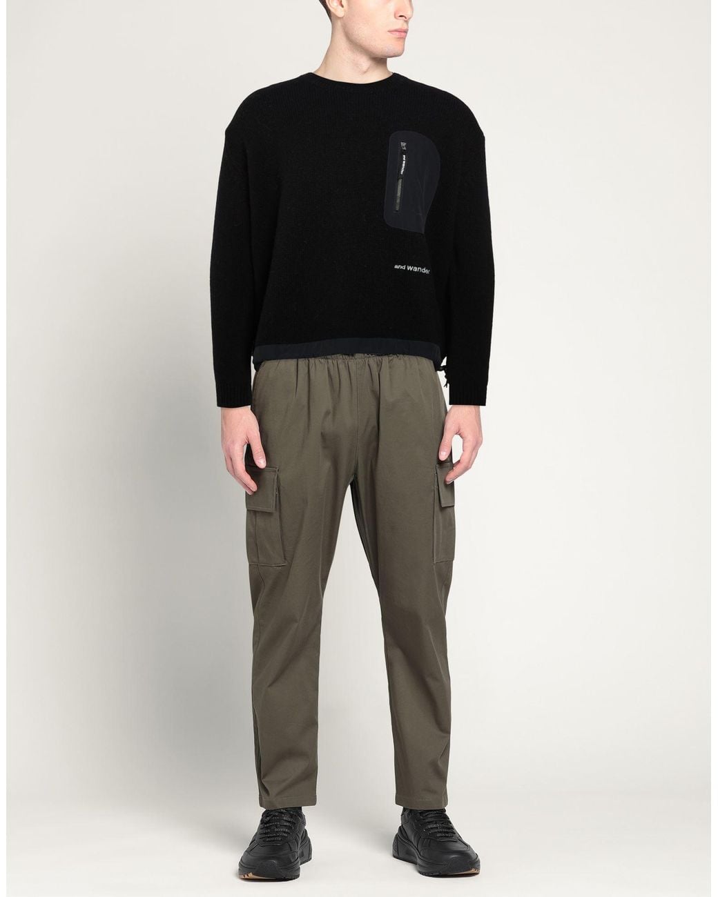 And Wander Black Sweater Wool, Nylon for men