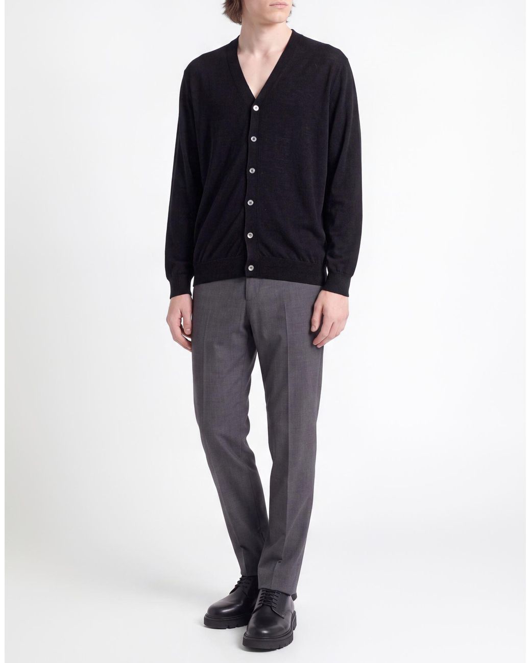 Fedeli Black Cardigan Virgin Wool for men