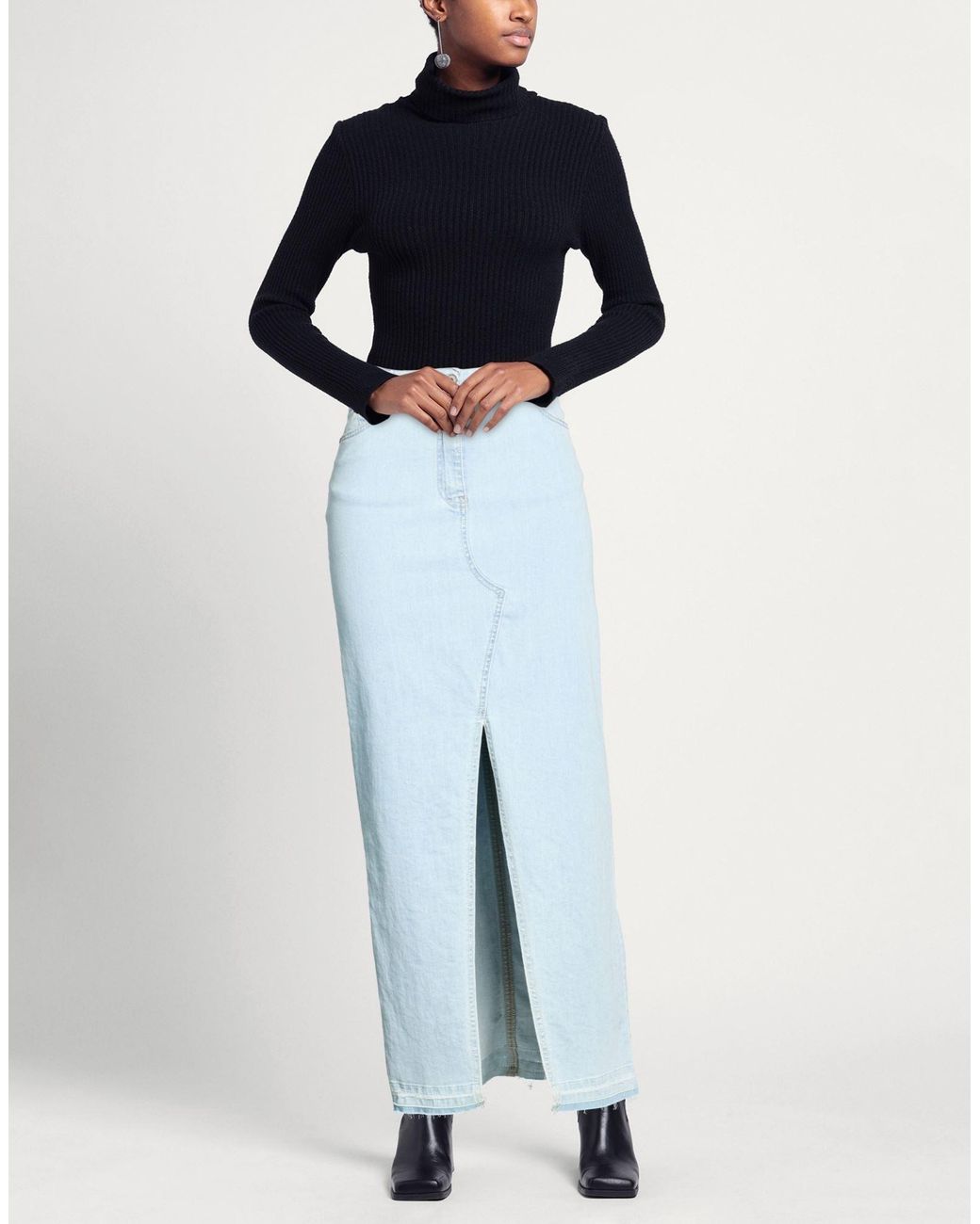 Please Blue Denim Skirt Cotton, Elastane