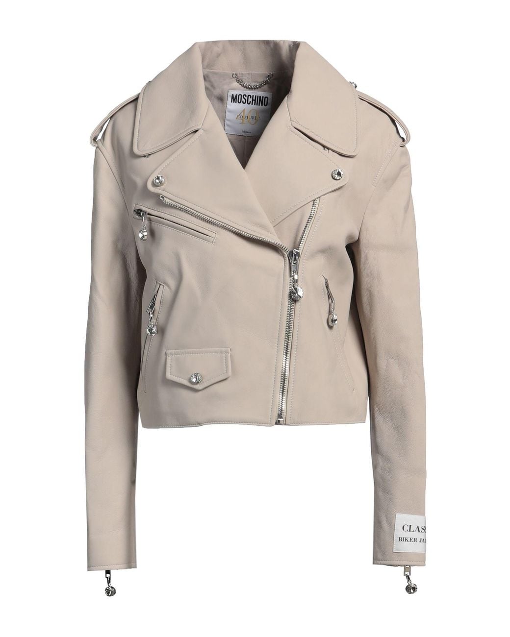 Moschino Natural Jacket Sheepskin, Polyamide, Elastane