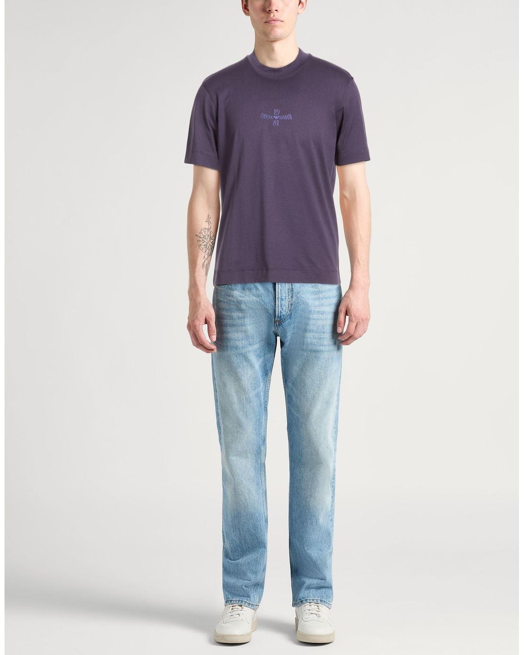 Emporio Armani Purple T-Shirt Cotton for men