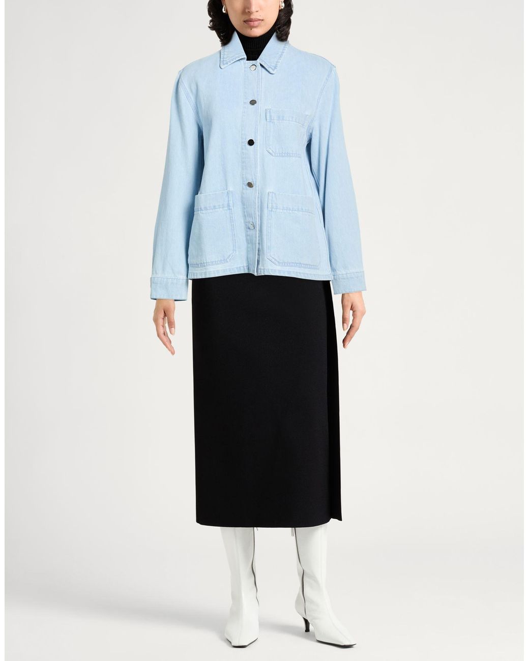 Officine Generale Blue Denim Outerwear Cotton