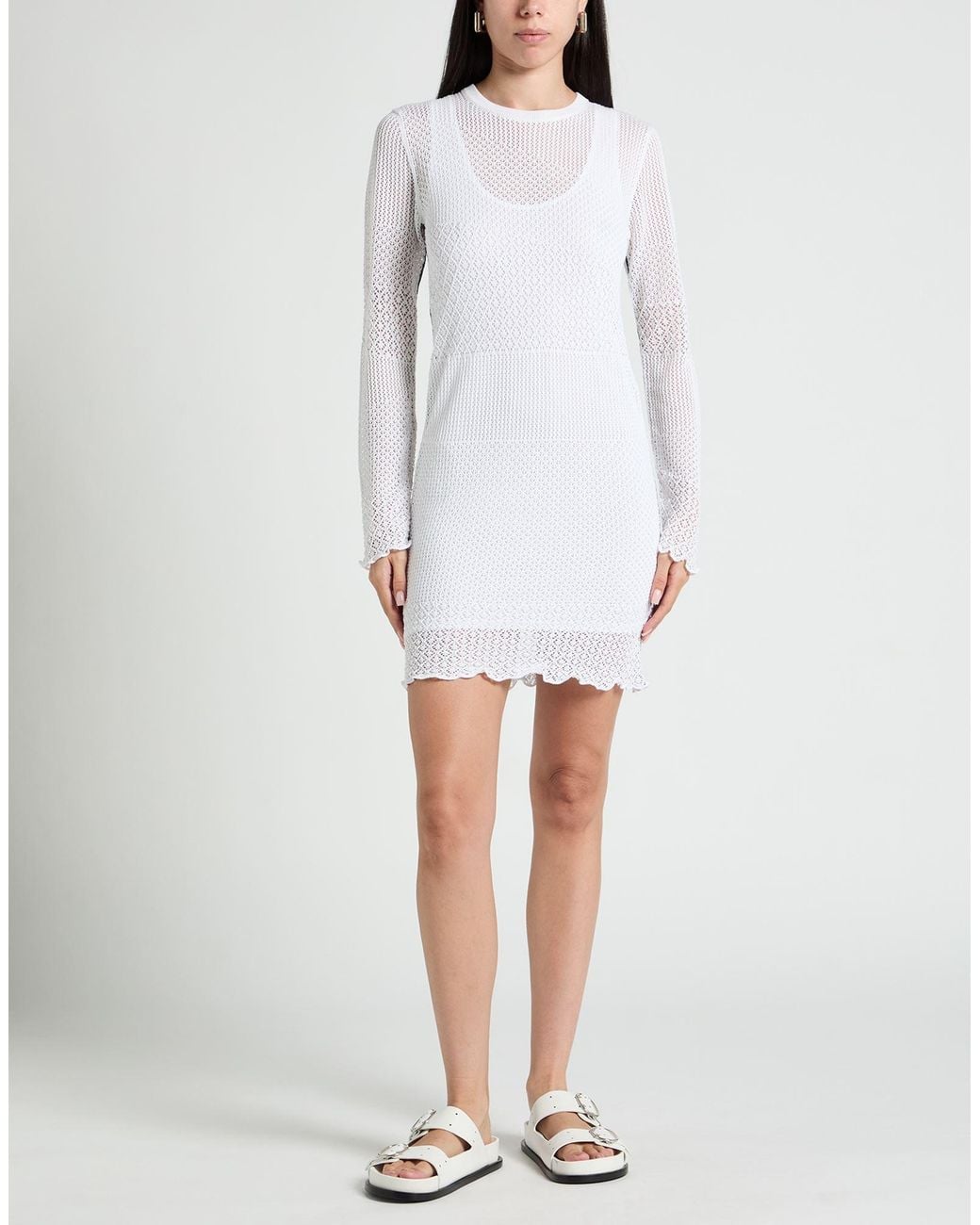 Pinko White Mini Dress Viscose, Polyester