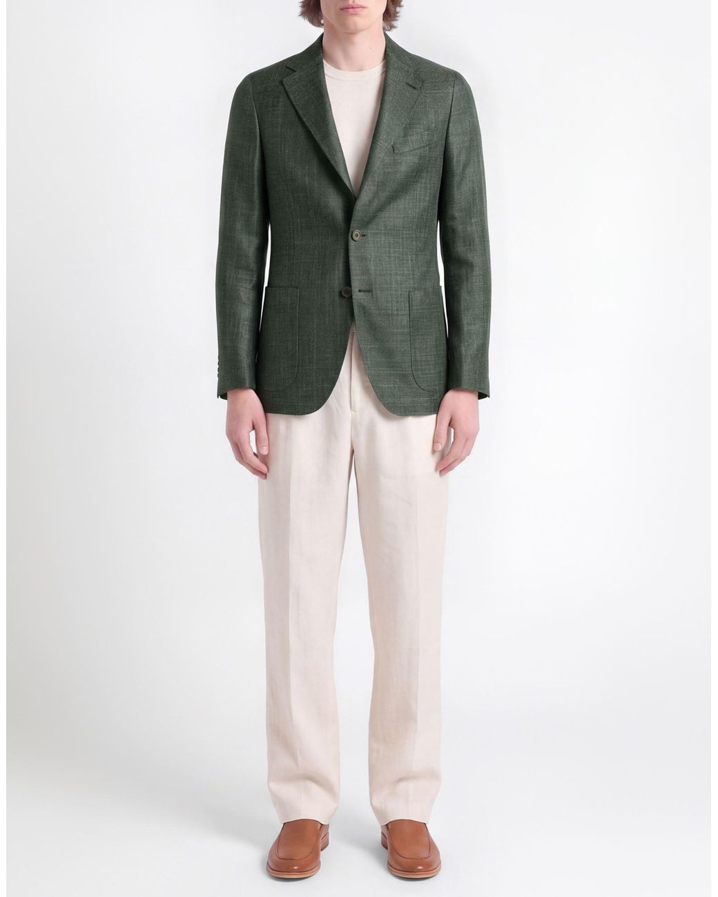 Tombolini Green Blazer Wool, Silk, Linen for men