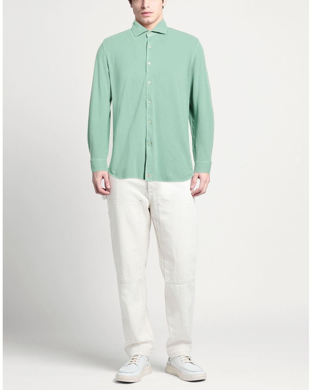 Sonrisa Green Silvery Shirt Cotton for men