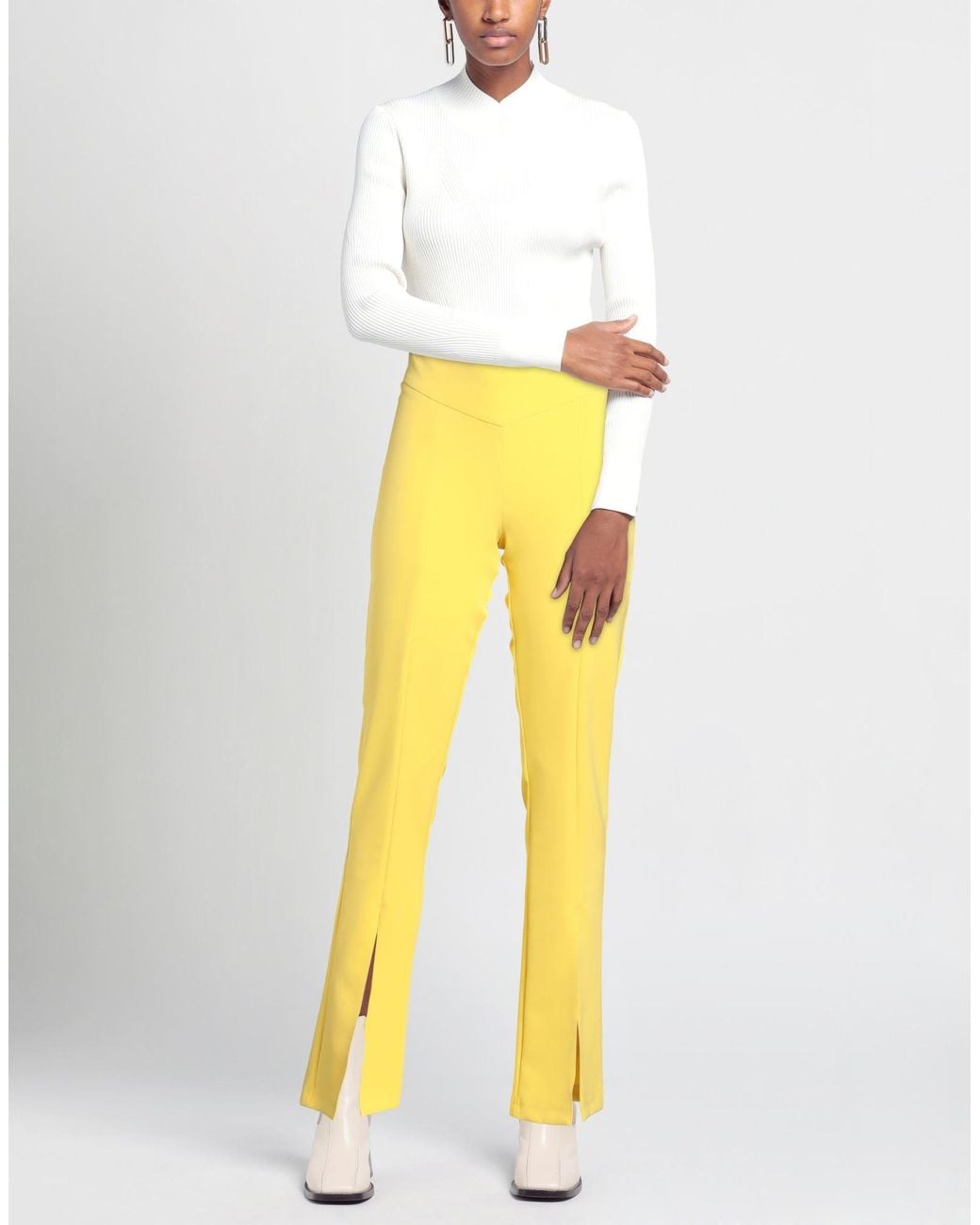 ACTUALEE Yellow Pants Polyester, Elastane