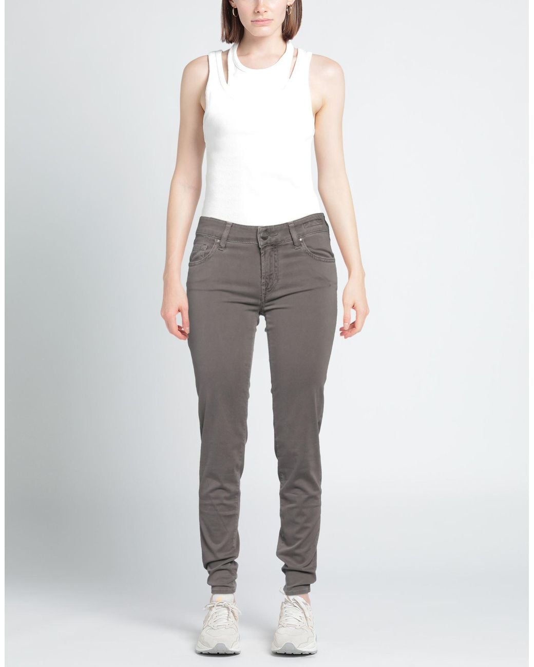 Jacob Cohen Gray Pants Cotton, Modal, Elastane