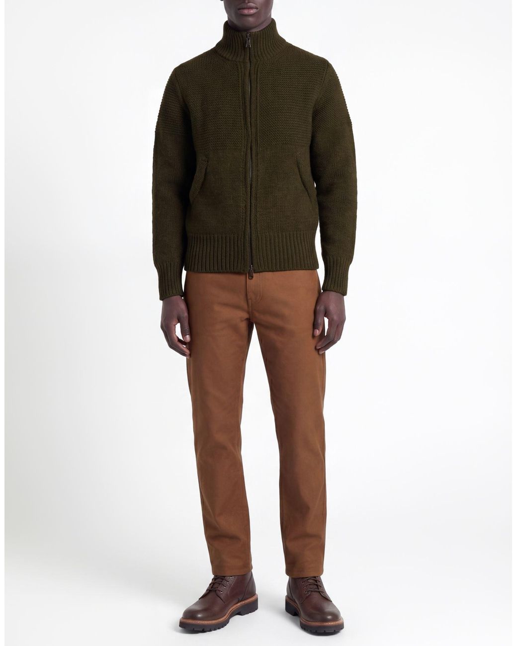 Irish Crone Green Military Cardigan Wool for men