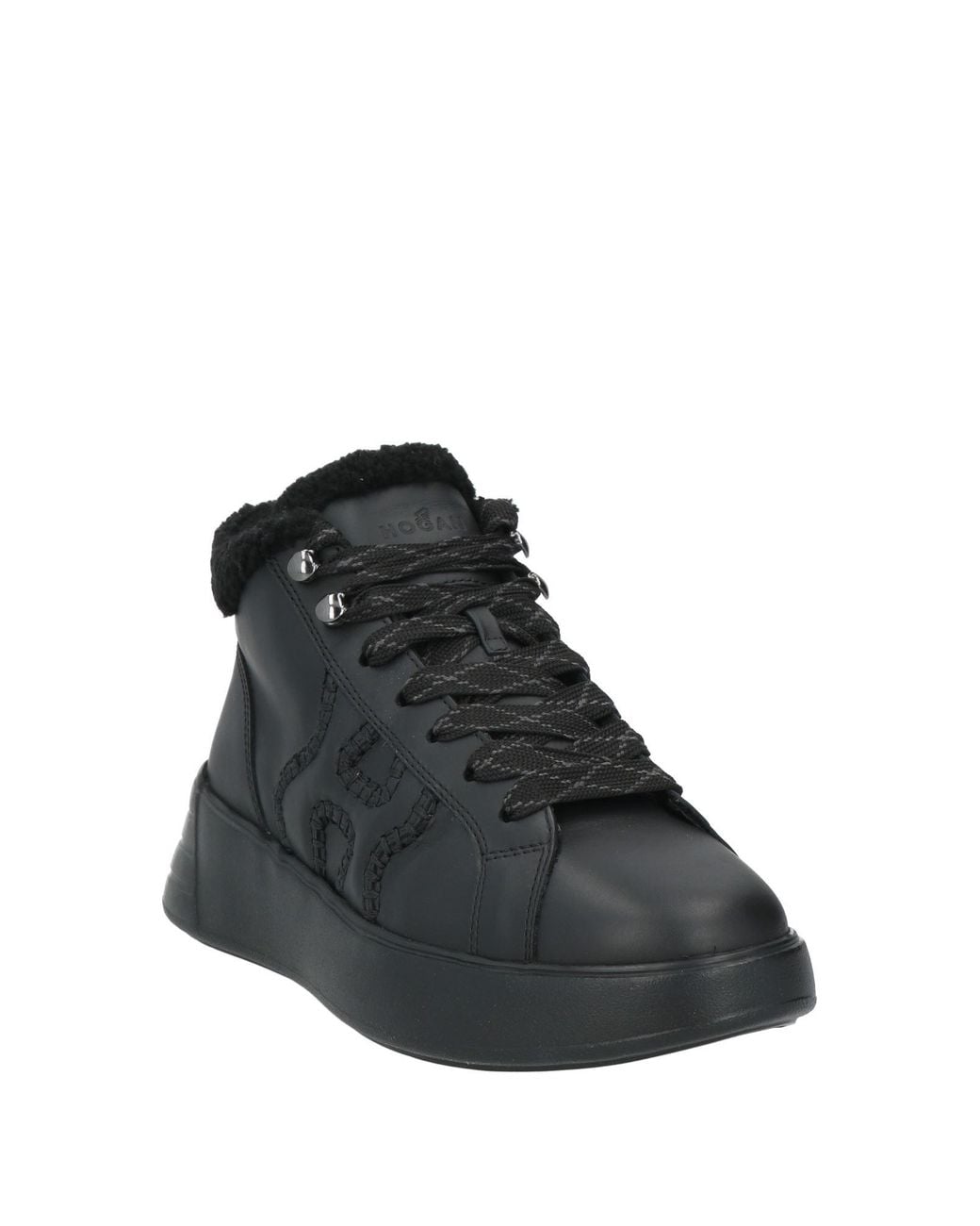 Hogan Black Sneakers Leather, Textile Fibers