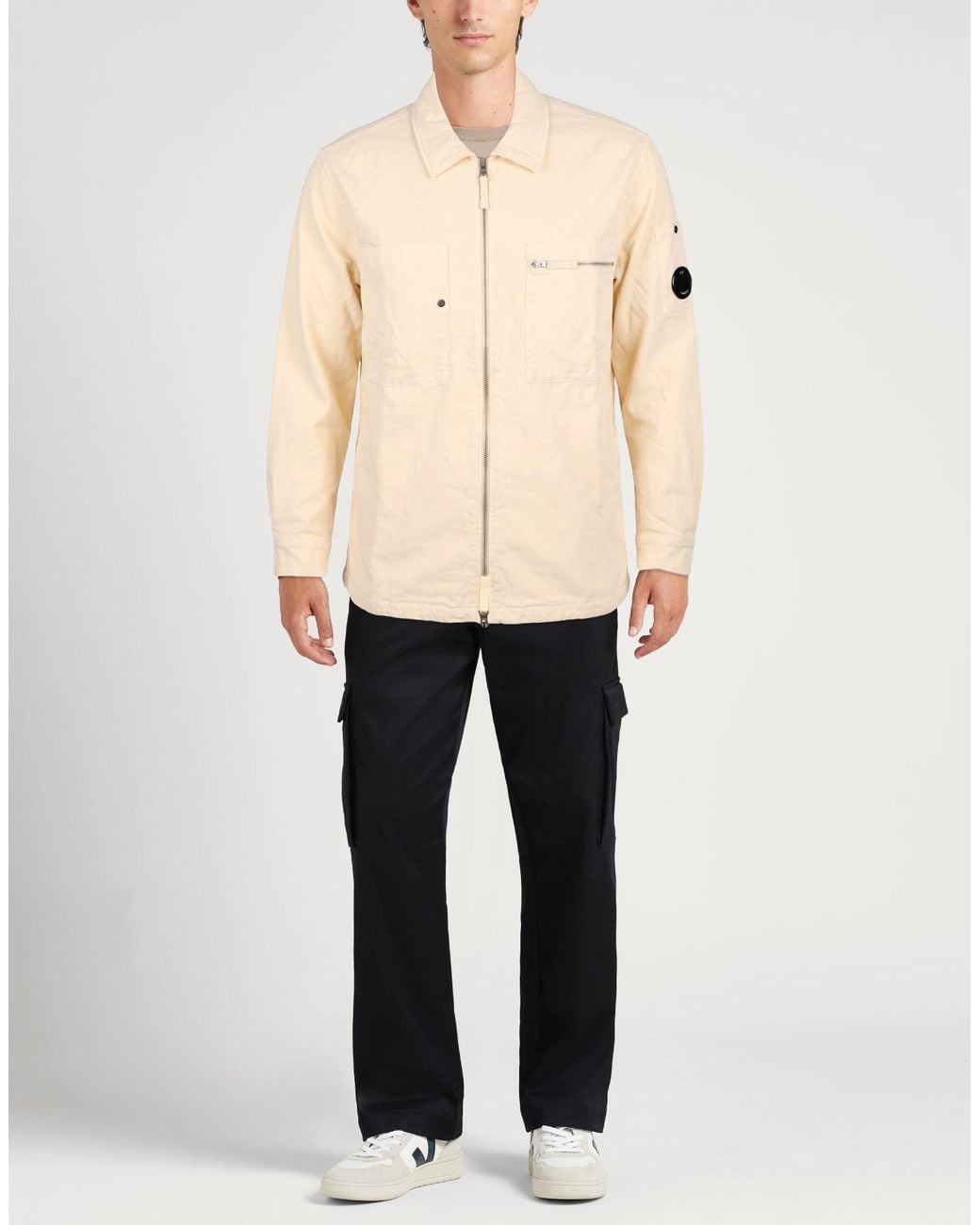 C P Company Natural Ivory Jacket Cotton, Elastane for men