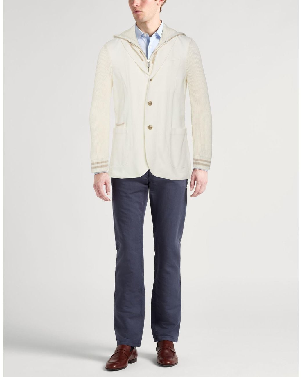 Eleventy White Platinum Blazer Cotton, Polyamide, Elastane for men