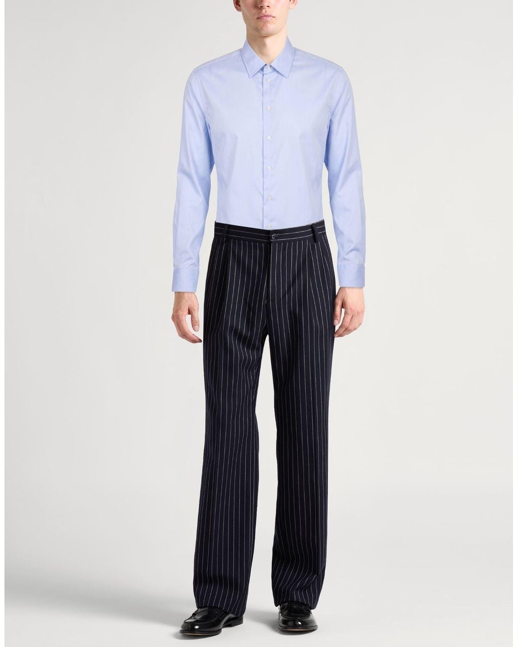 Emporio Armani Blue Sky Shirt Cotton, Elastolefin for men