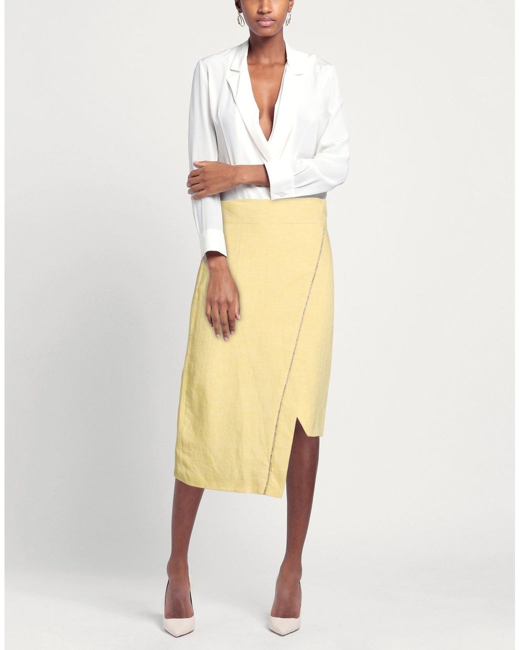 Forte Yellow Midi Skirt Linen