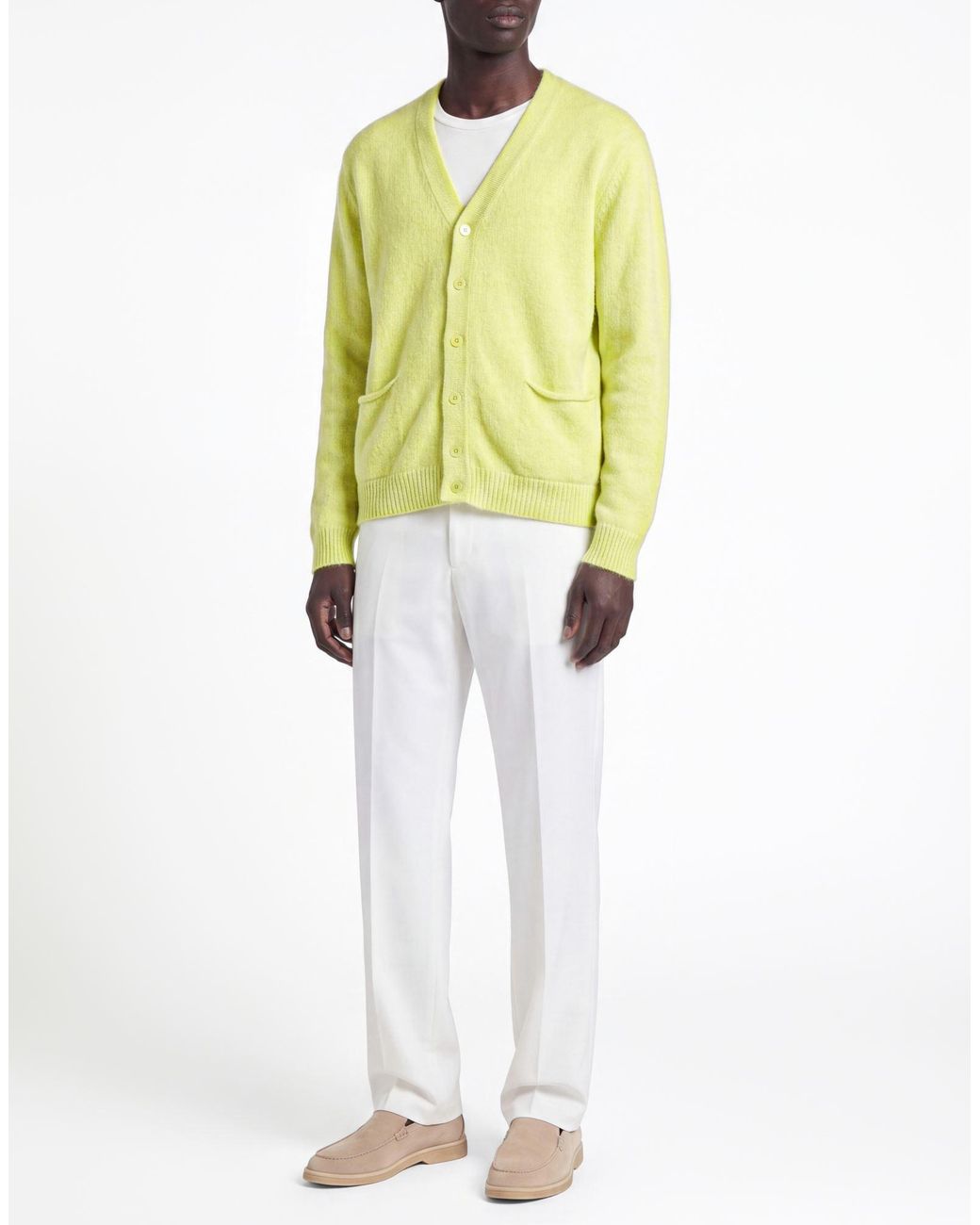 Daniele Fiesoli Yellow Cardigan Merino Wool, Superkid Mohair, Cashmere for men