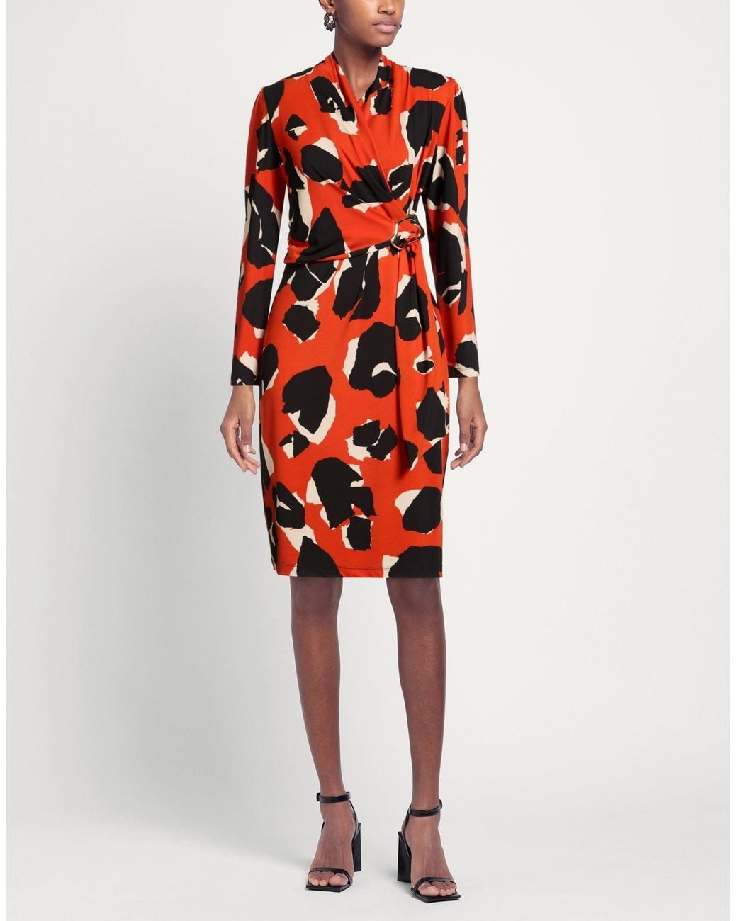 Joseph Ribkoff Red Midi Dress Polyester, Elastane