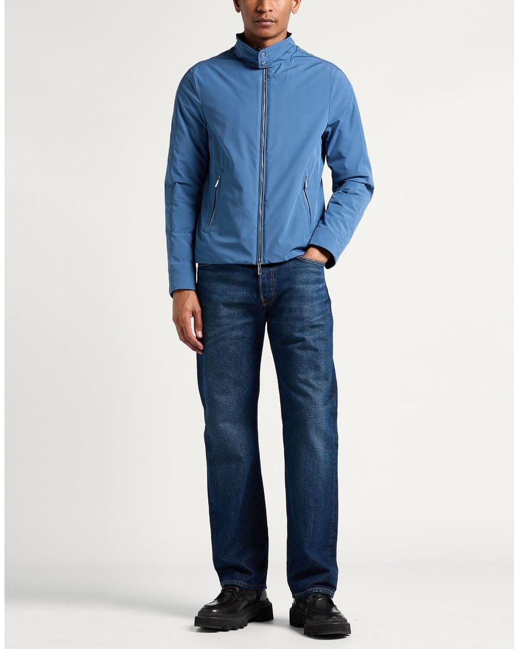 Moorer Blue Slate Jacket Polyester, Elastane for men