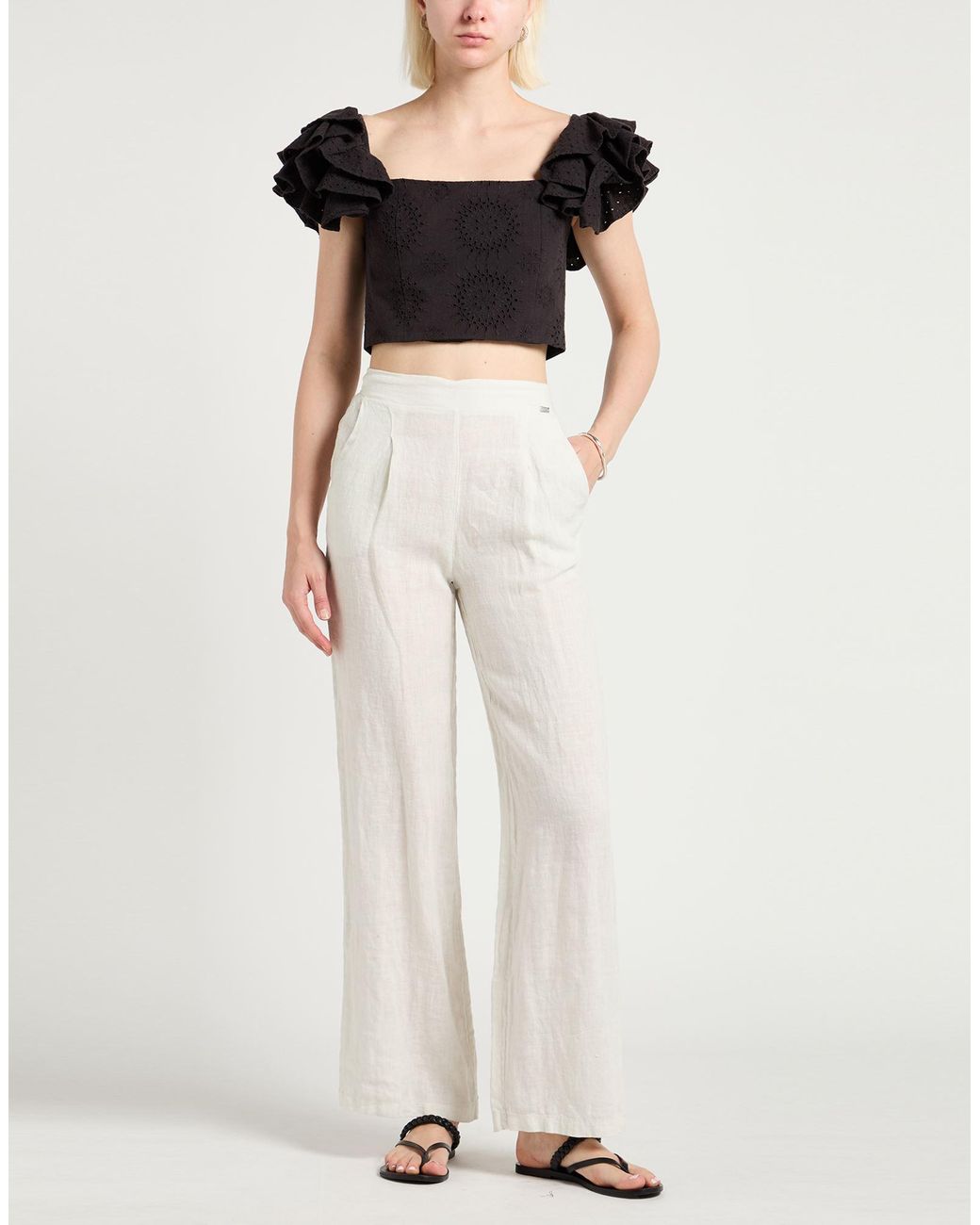 Bomboogie White Pants Linen