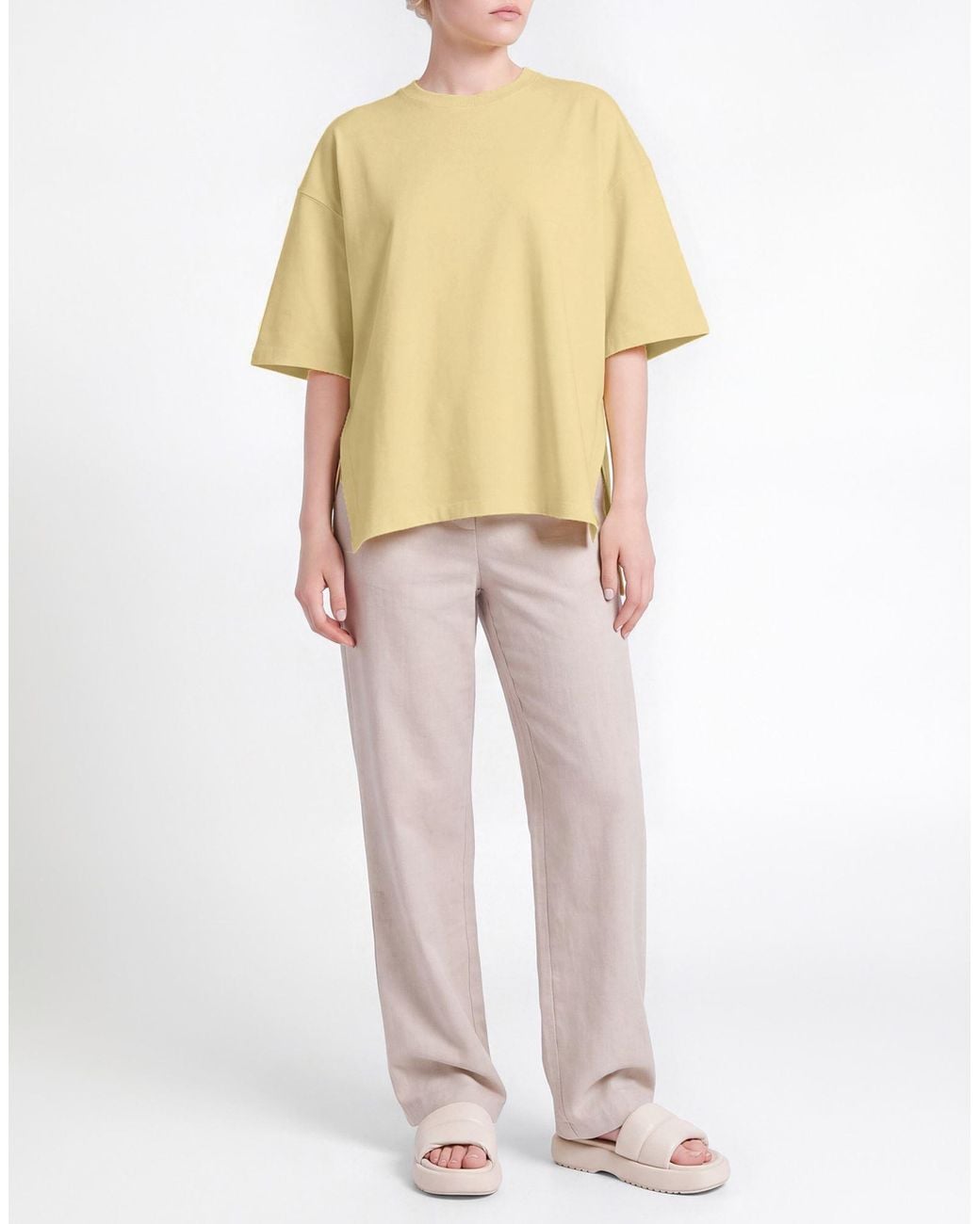 Moorer Yellow T-Shirt Pima Cotton, Polyester, Elastane