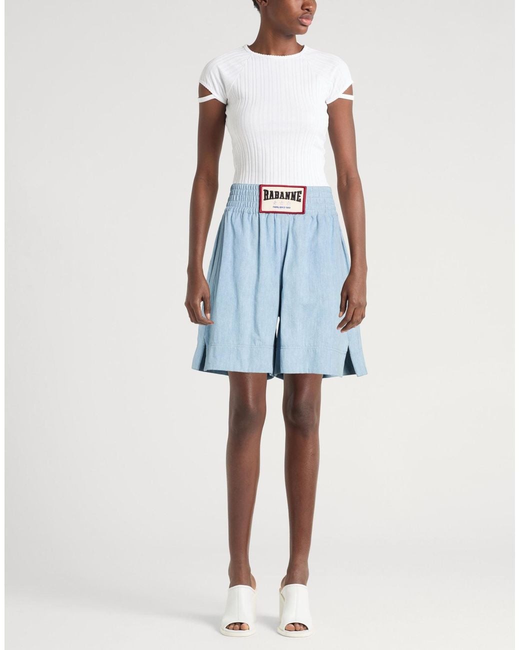Rabanne Blue Denim Shorts Cotton