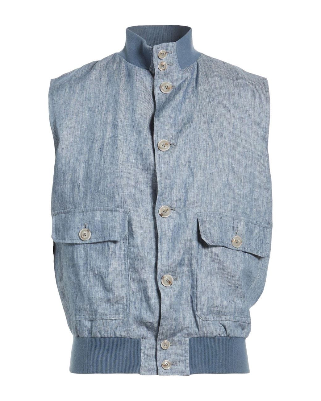 Barba Napoli Blue Slate Vest Linen for men