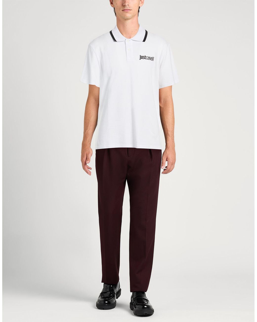 Just Cavalli White Polo Shirt Cotton, Polyester, Elastane for men