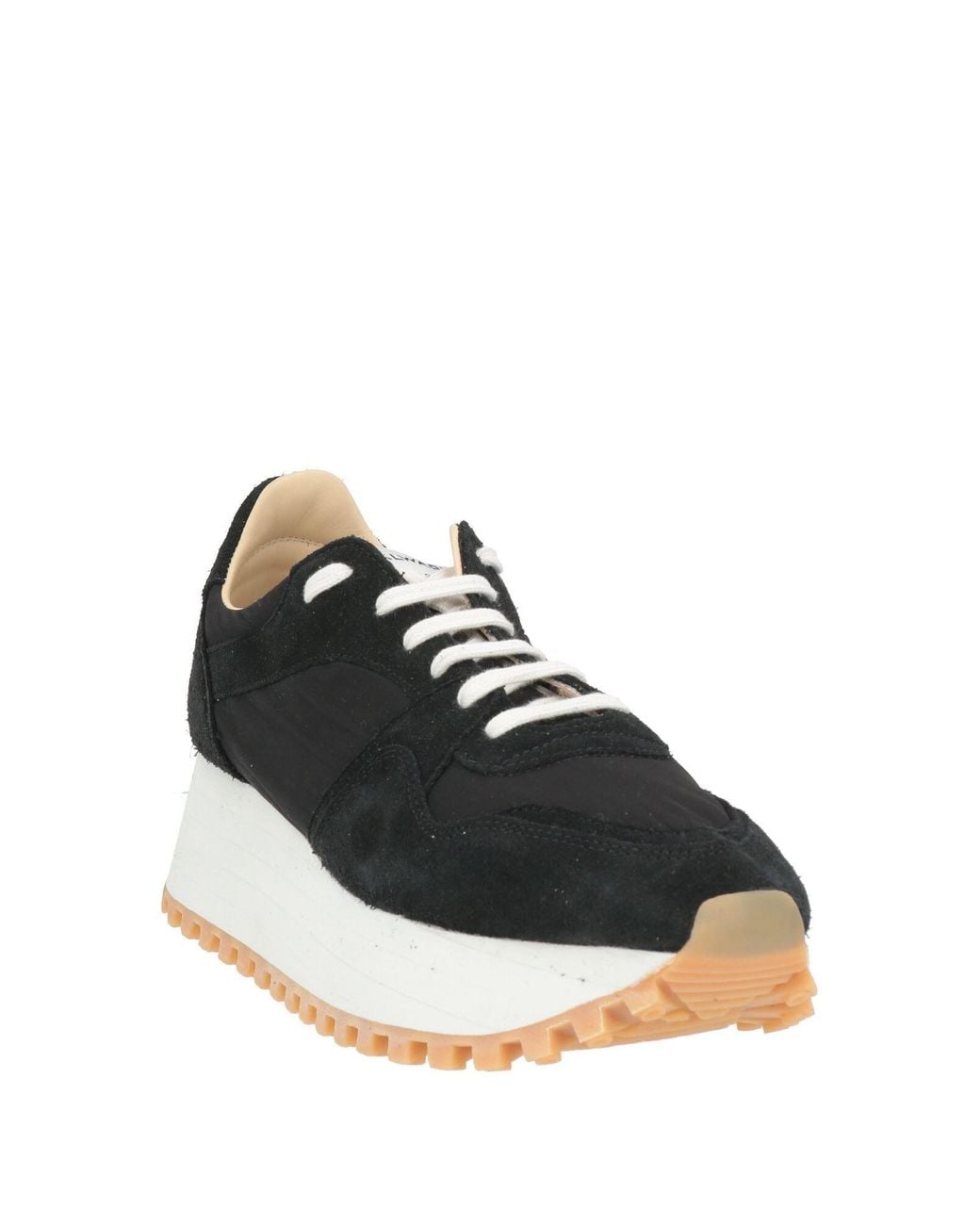 Spalwart Black Sneakers Leather, Textile Fibers for men