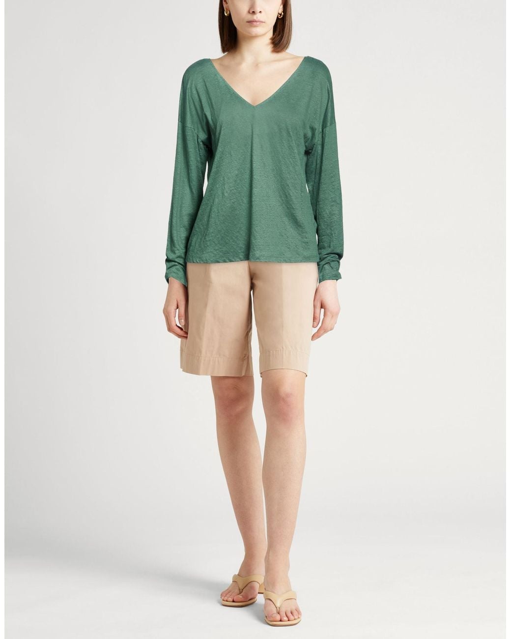 Majestic Filatures Green Emerald T-Shirt Linen, Elastane