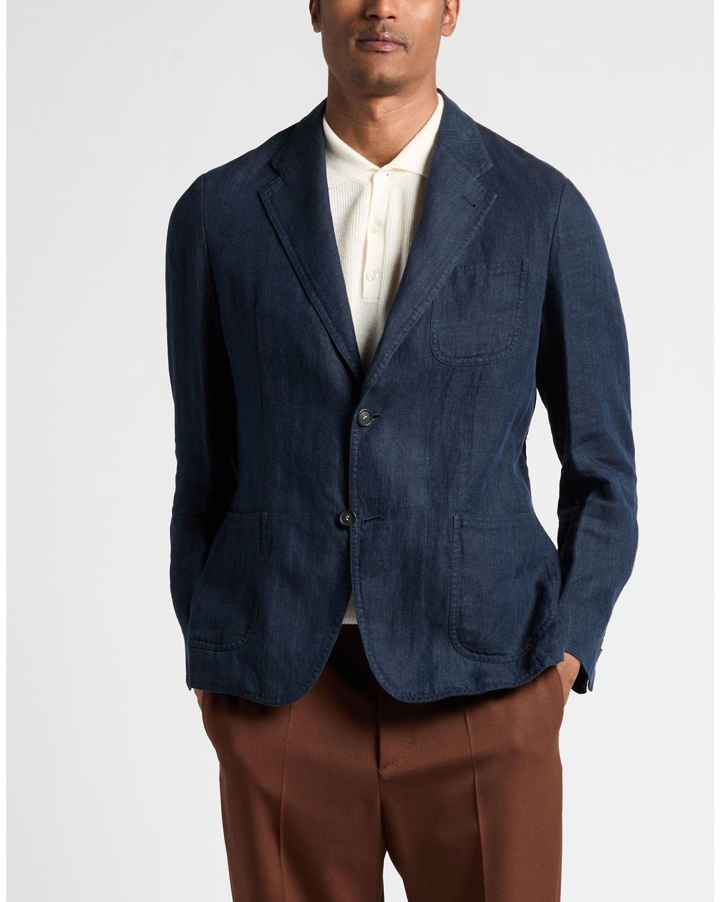 Massimo Alba Blue Midnight Blazer Linen for men