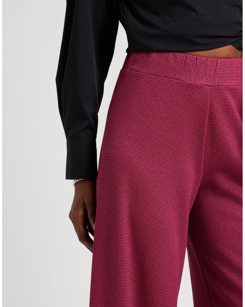 ViCOLO Red Fuchsia Pants Polyester, Viscose, Elastane