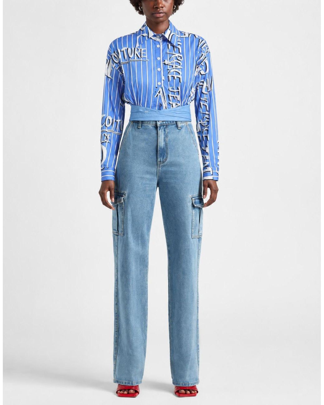 Versace Jeans Couture Blue Azure Shirt Cotton