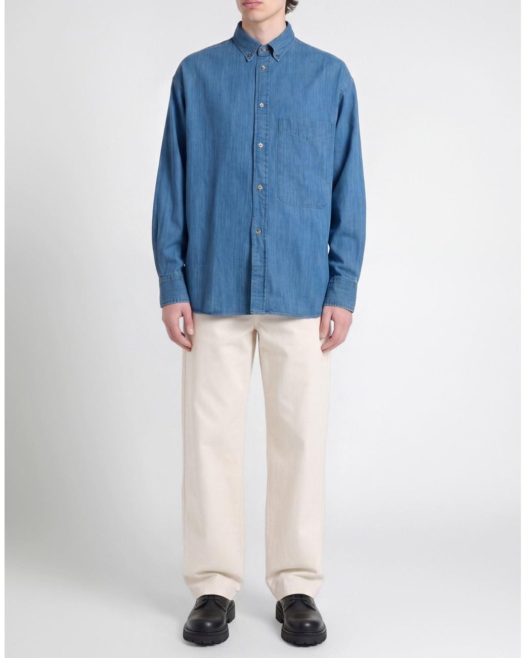 Studio Nicholson Blue Denim Shirt Cotton for men