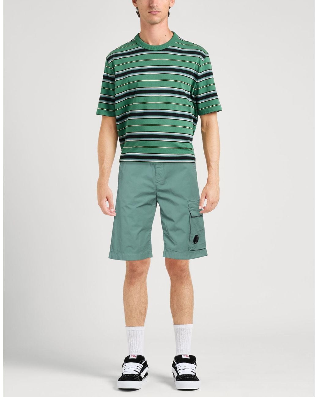 C P Company Green Shorts & Bermuda Shorts Cotton, Elastane for men