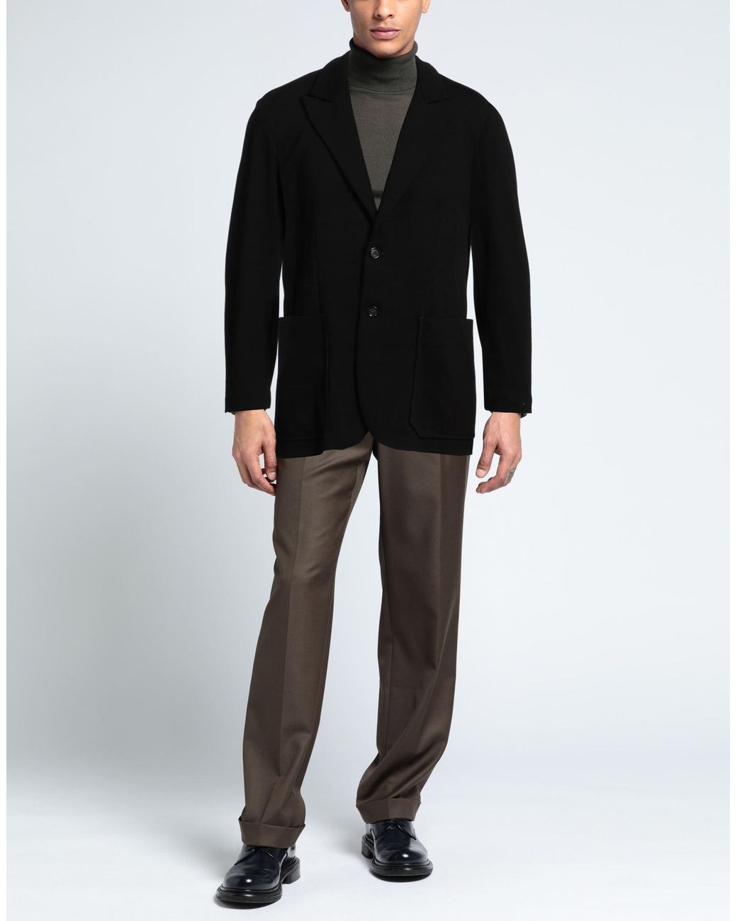 Paolo Pecora Black Blazer Viscose, Polyamide, Elastane for men