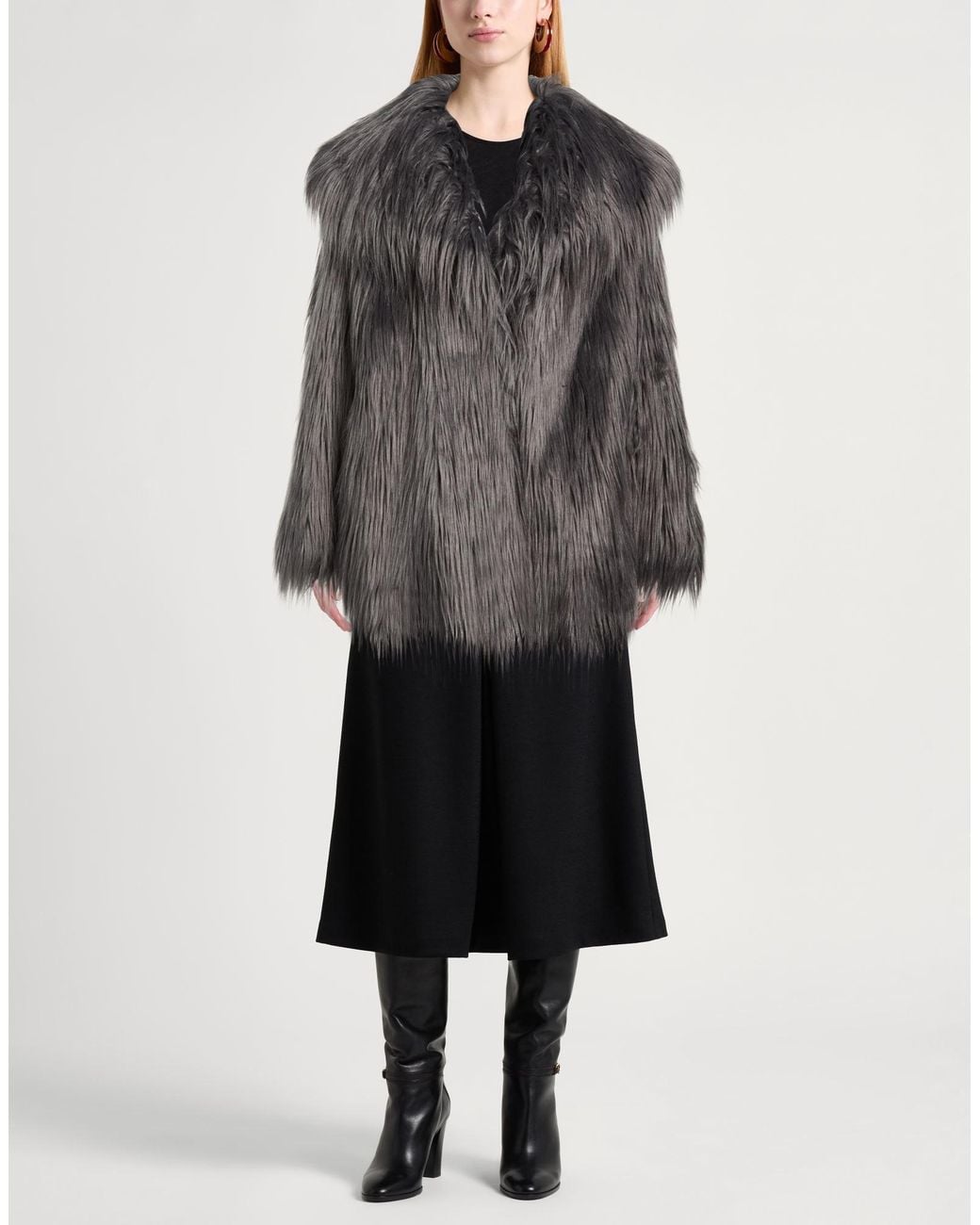 ROTATE BIRGER CHRISTENSEN Gray Shearling & Teddy