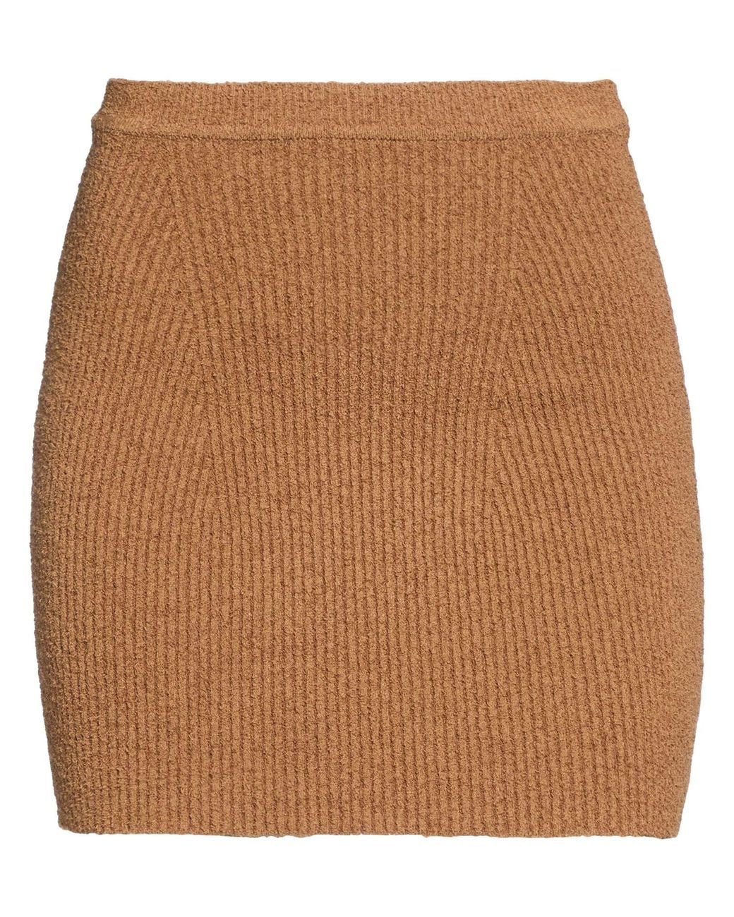 Wardrobe NYC Brown Camel Mini Skirt Cotton, Polyamide, Elastane