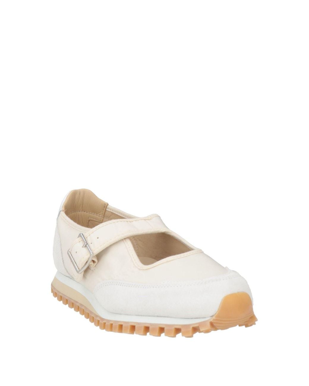 Spalwart White Ivory Ballet Flats Leather, Textile Fibers