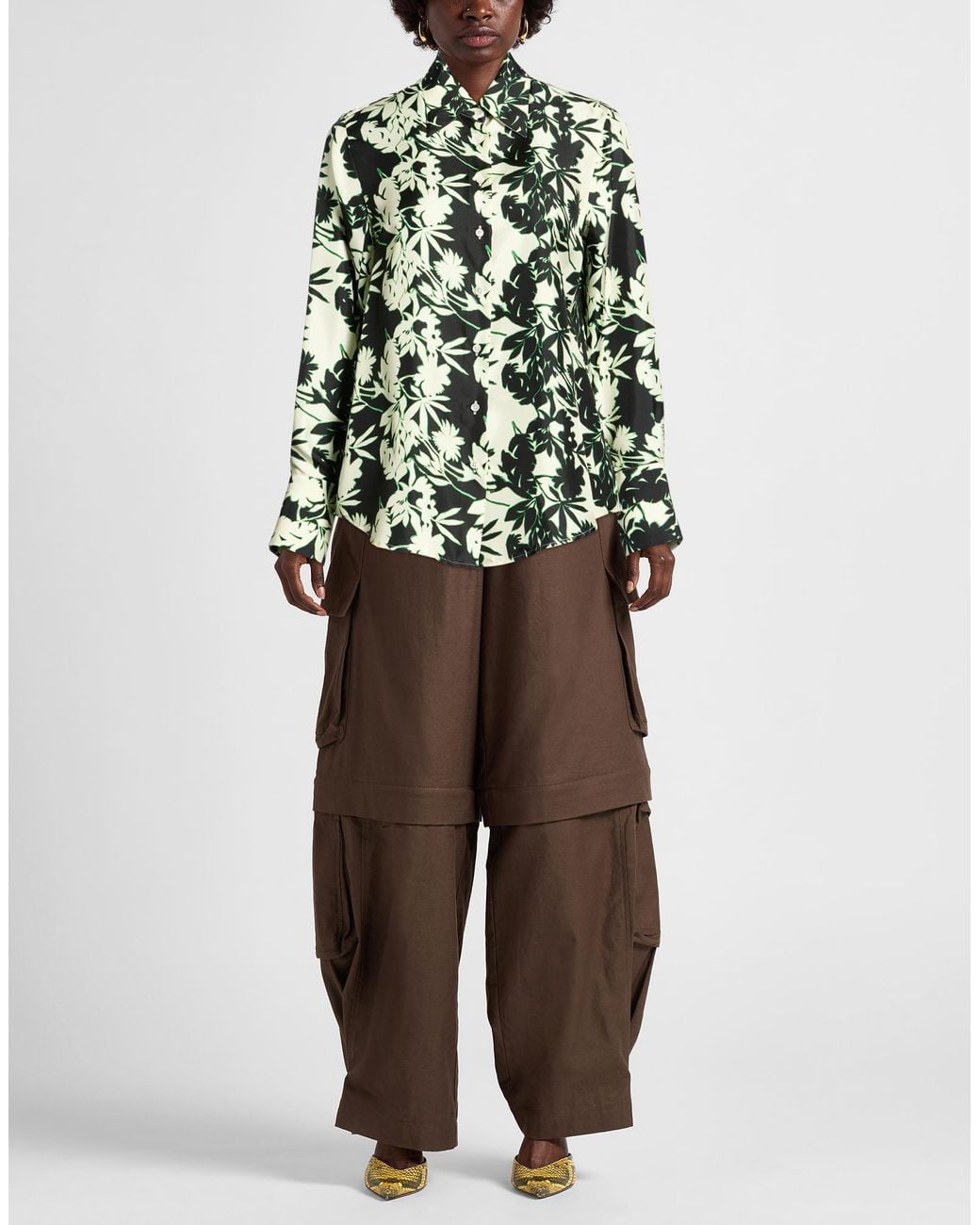 Sara Roka Green Cream Shirt Silk