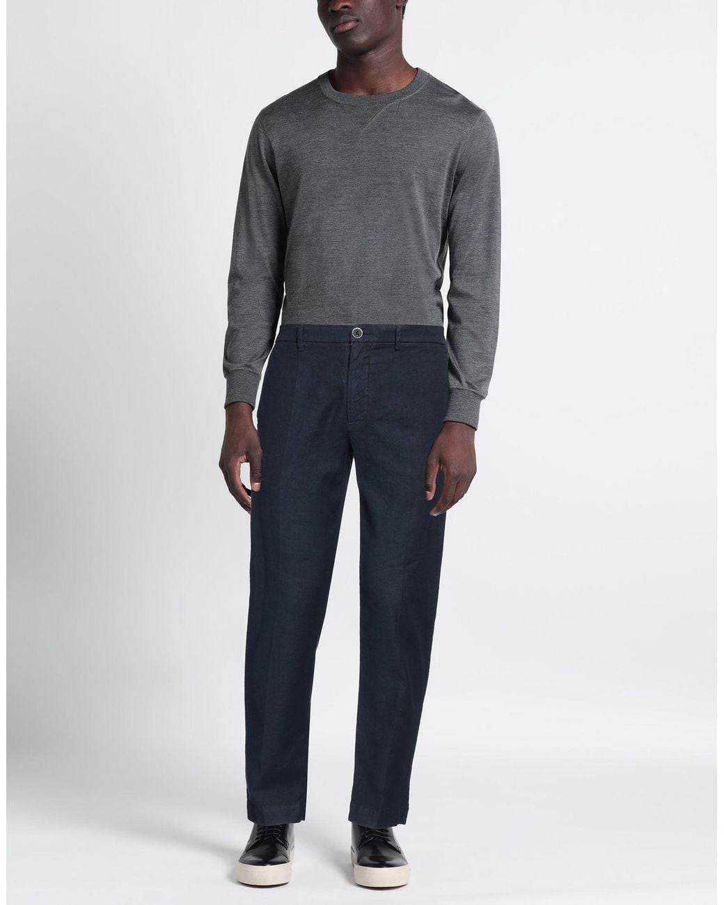 120% Lino Blue Pants for men
