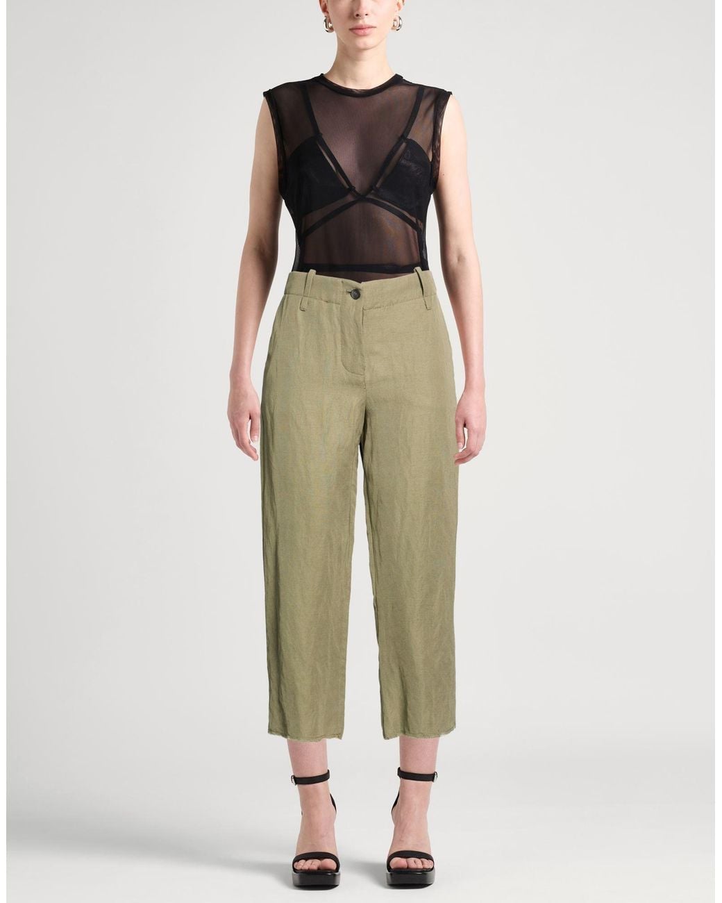 Masnada Green Pants Viscose, Linen