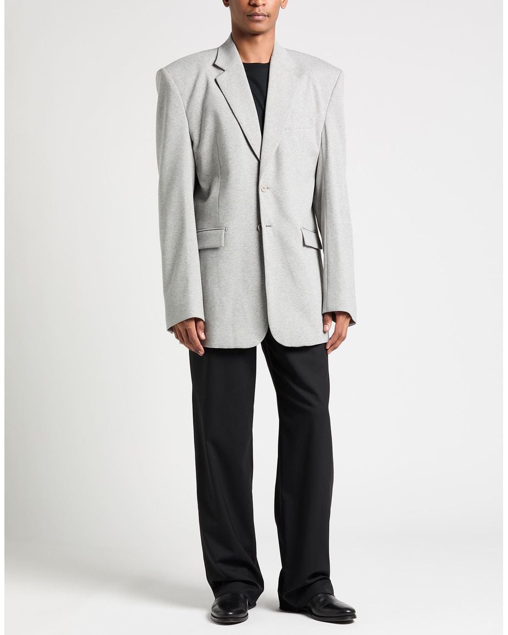 Vetements Gray Cotton Jersey Blazer with Lapel Collar for men