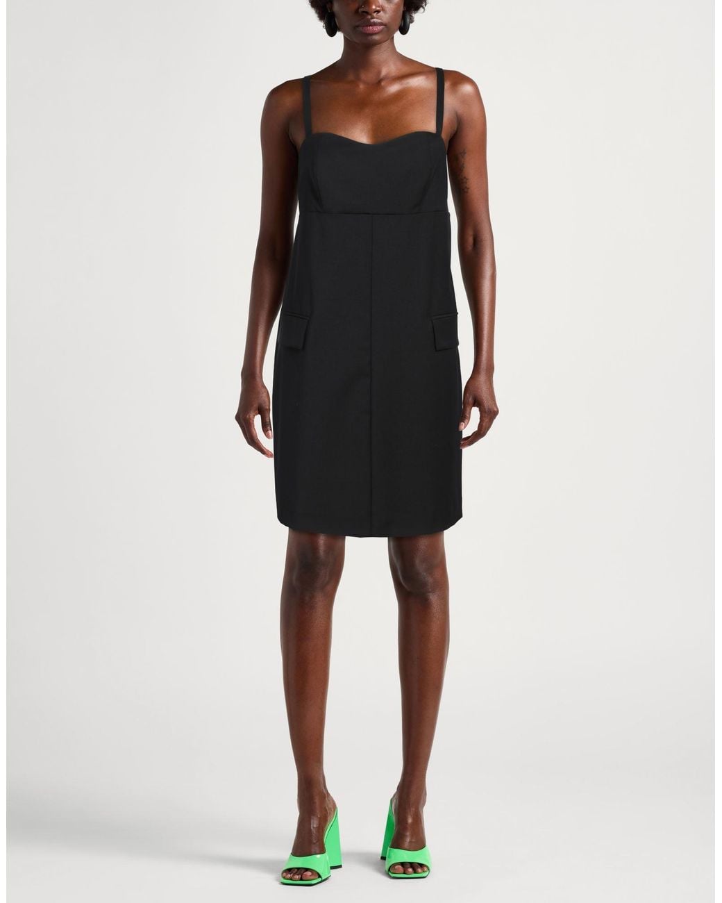 8pm Black Mini Dress Polyester, Wool, Elastane