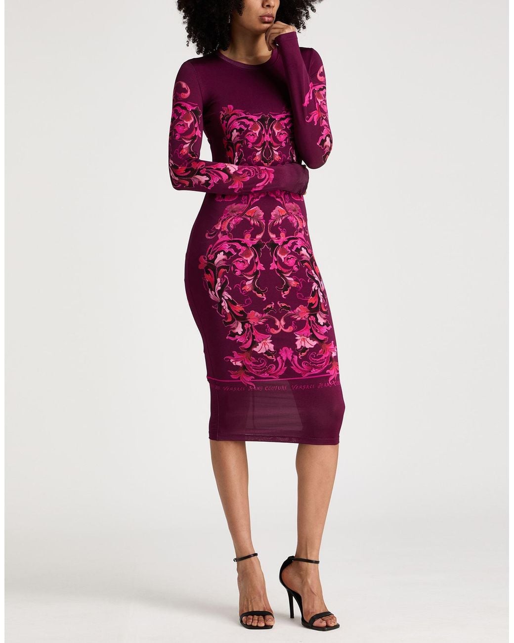 Versace Jeans Couture Red Midi Dress Viscose, Elastane