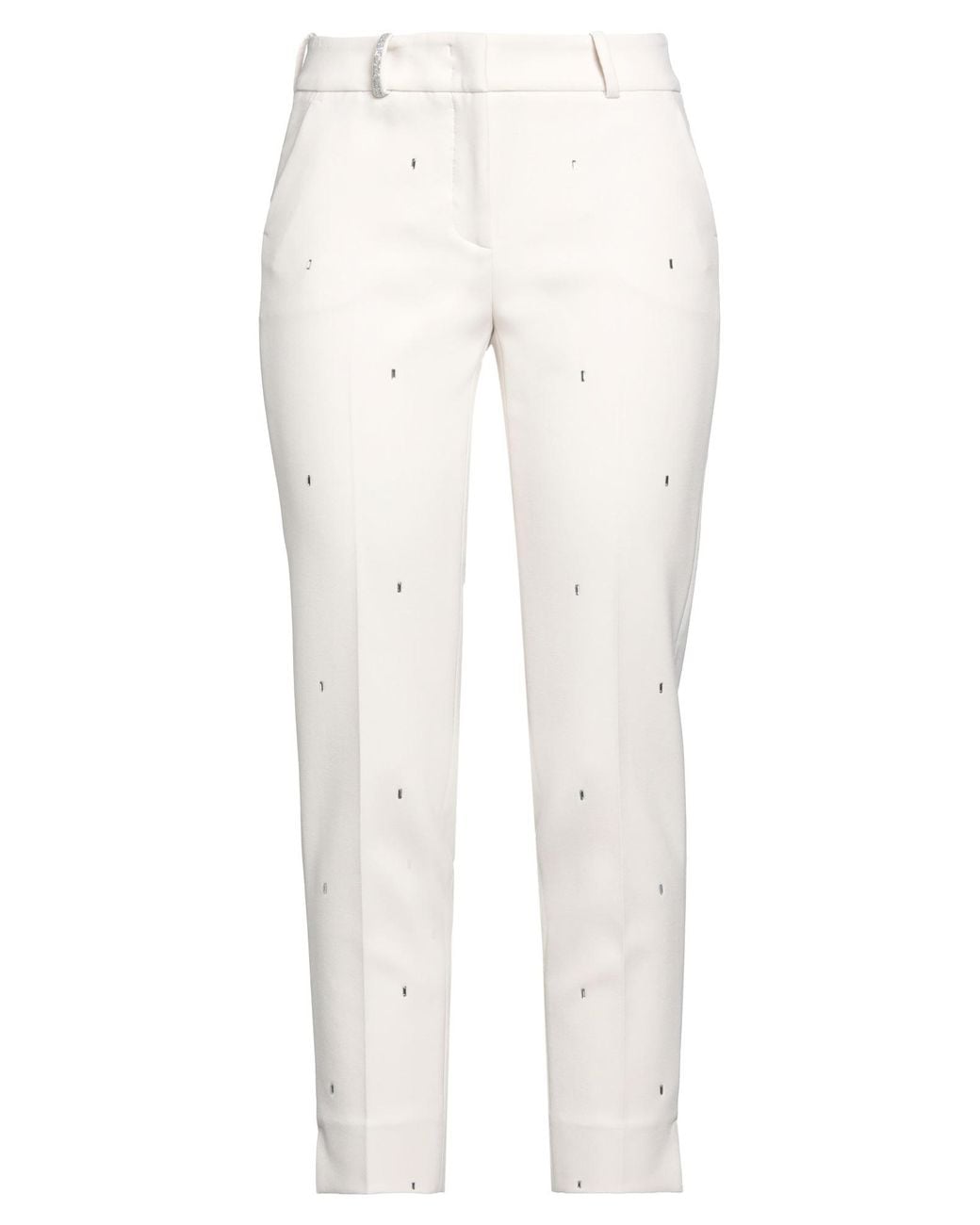 Peserico White Pants Polyester, Viscose, Cotton, Elastane