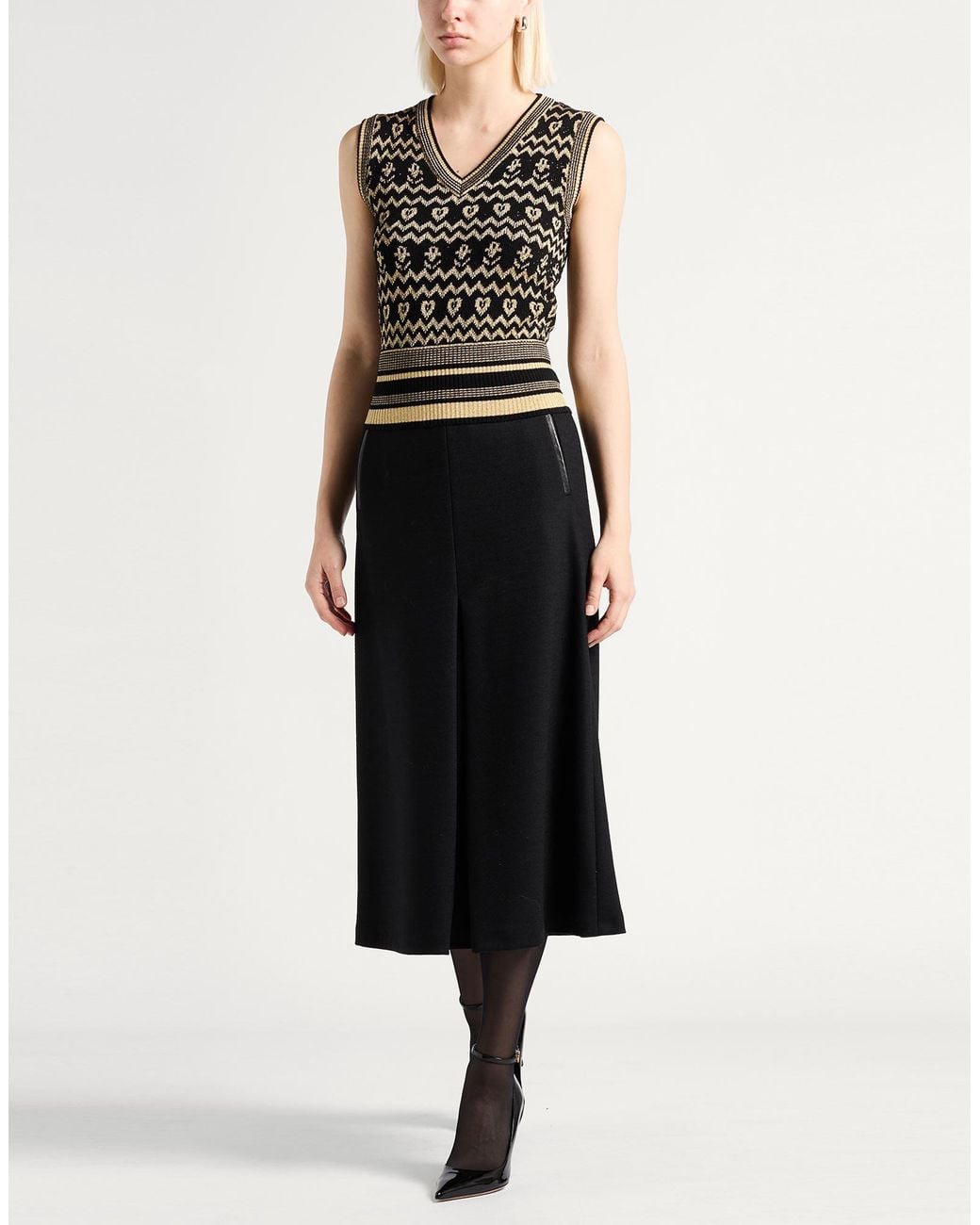 Valentino Garavani Black Sweater Wool, Viscose, Metallic Fiber