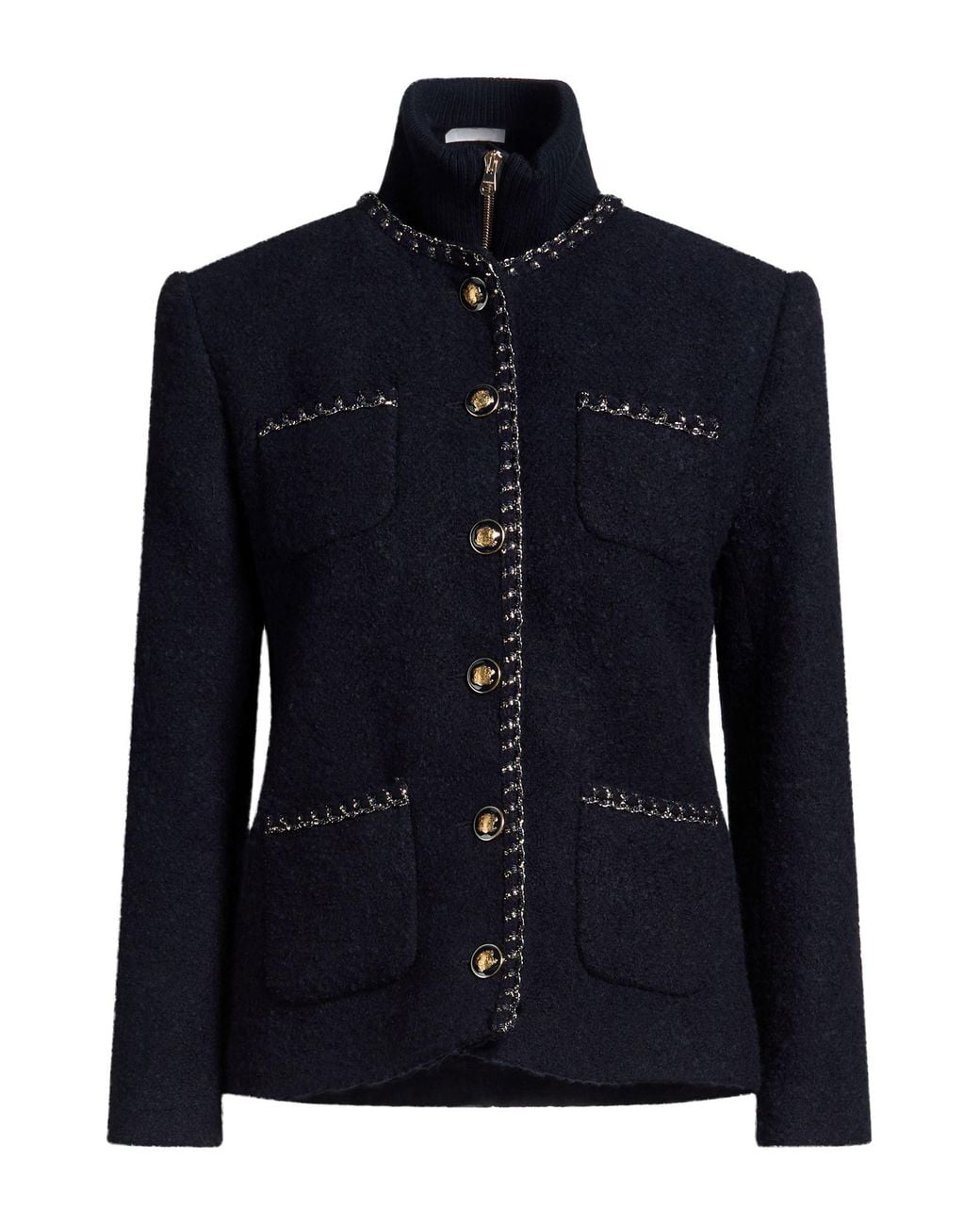 Sandro Blue Jacket Cotton, Wool, Polyester, Acrylic, Alpaca Wool