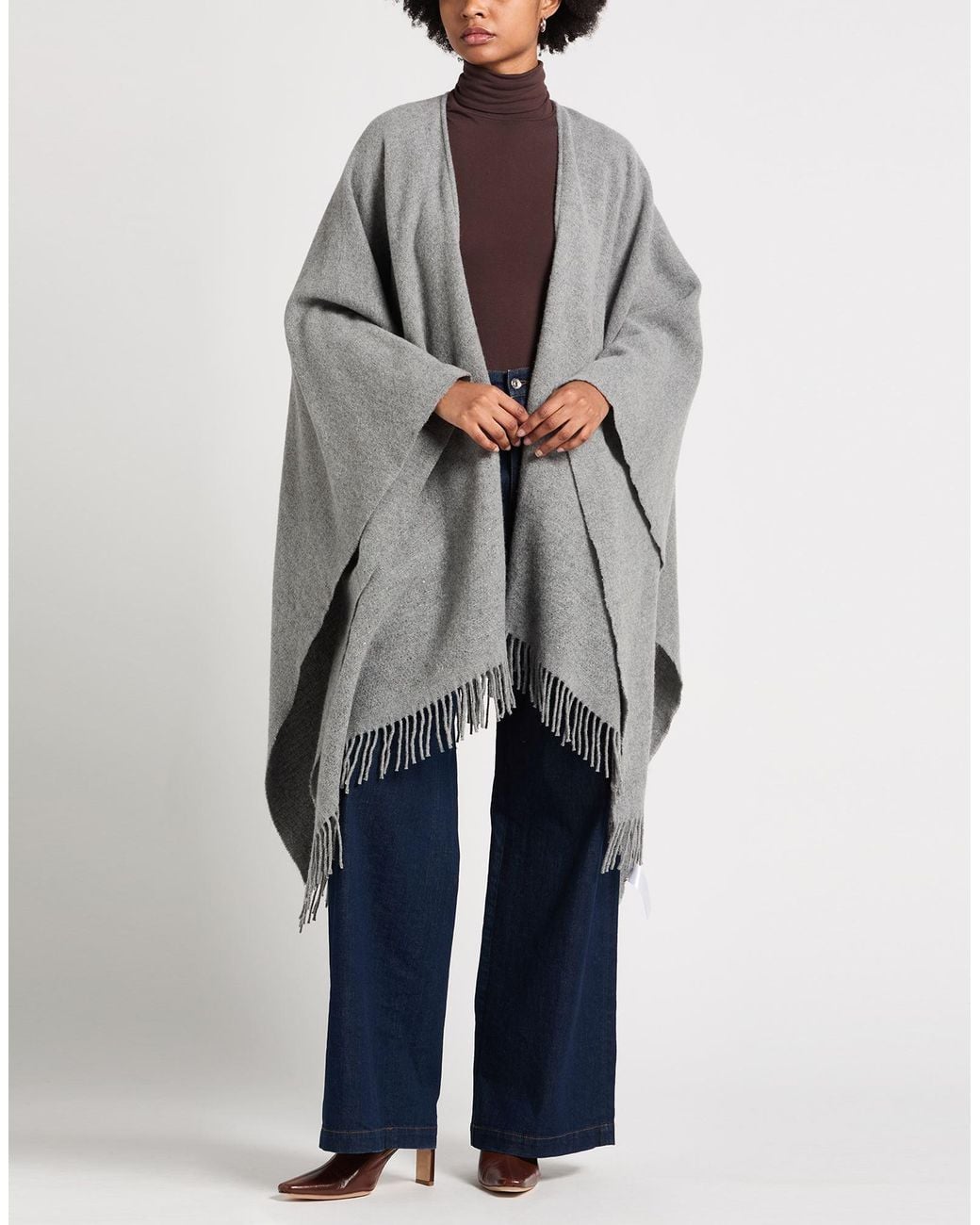 Purotatto Gray Cape Virgin Wool, Cashmere, Polyester