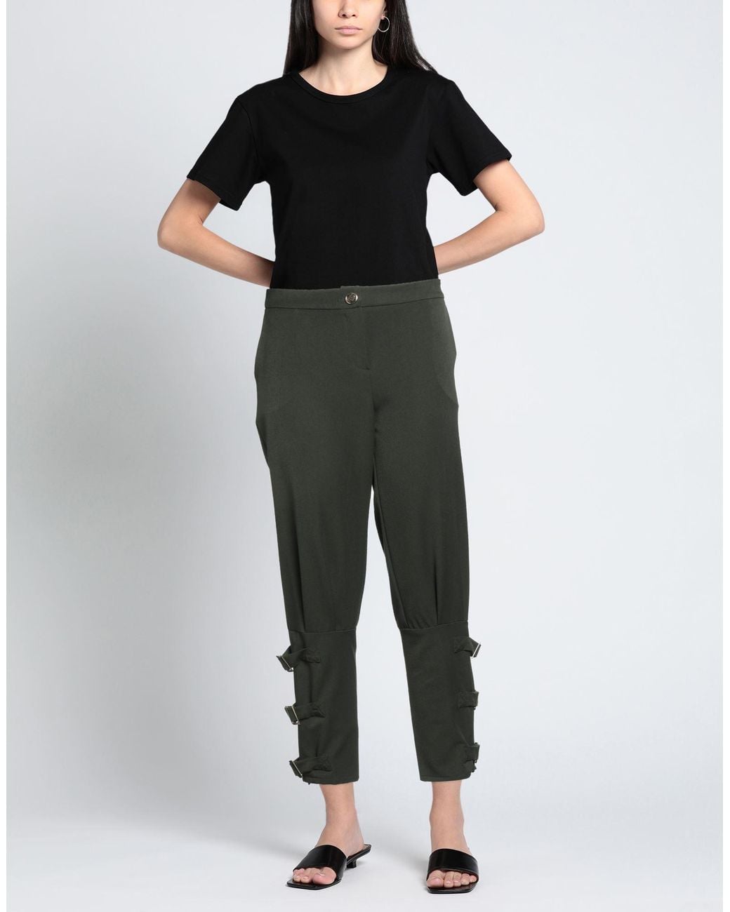 Carmen Horneros Gray Pants Polyester, Viscose, Elastane