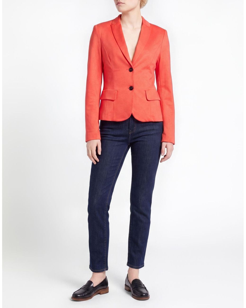 Marc Cain Red Blazer Viscose, Polyamide, Elastane